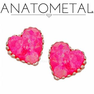 Anatometal - 18k Gold Threadless Opal hearts