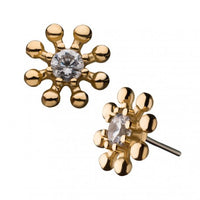 Invictus - 14Kt Yellow Gold Threadless with Clear Gem Sun Bead Top