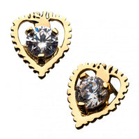 Invictus - 14Kt Yellow Gold Threadless with Prong Set Clear Gem Heart Top