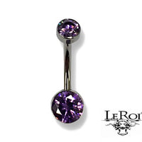 LeRoi 14g Titanium Bezel Double jewelled faceted navel barbells (int threads)