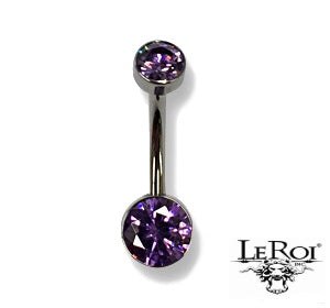 LeRoi 14g Titanium Bezel Double jewelled faceted navel barbells (int threads)