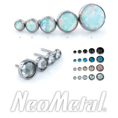 Neometal - Bezel set cabochon gems - Small - threadless end (2mm-4mm)