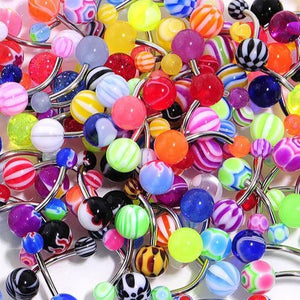Valkyrie - Grab bag of Stainless steel  navel barbells with UV acrylic beads