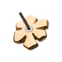 Invictus - 14Kt Yellow Gold Threadless with Prong Set Pink Gem Flower Top