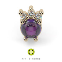 Kiwi Diamond -  14k Cabochon trinity threadless end