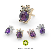 Kiwi Diamond -  14k Cabochon trinity threadless end