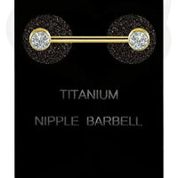 Valkyrie - TItanium gold PVD jeweled nipple barbell with Premium zirconia