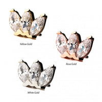 Invictus - 14Kt Gold Threadless Triple Marquise Cluster Top
