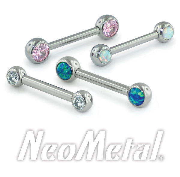 Neometal - Threadless titanium faceted gem nipple barbells 14g