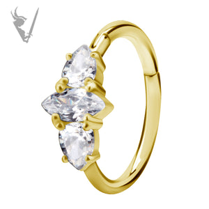 Valkyrie - Gold PVD Stainless steel Hinged ring. Set w.marquise and pear shaped stones
