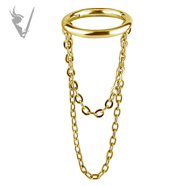 Valkyrie - Gold PVD Stainless steel clicker ring with chain