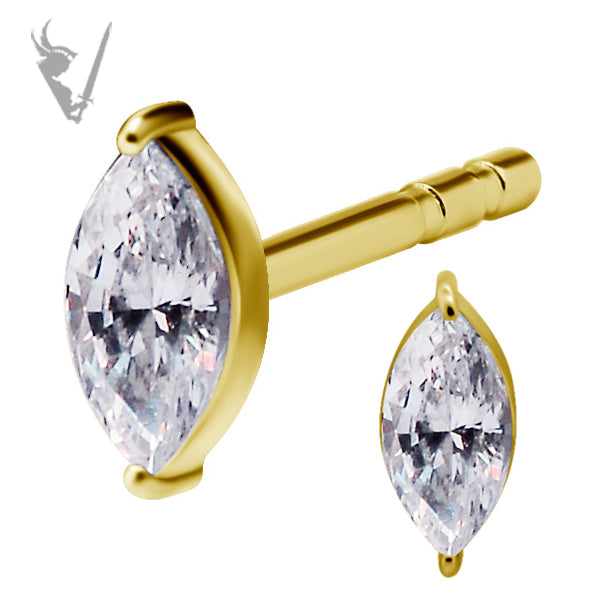 Valkyrie - Gold PVD Stainless steel marquise ear studs w/cubic zirconia