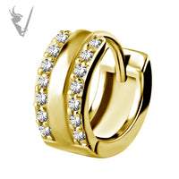 Valkyrie - Stainless steel gold PVD earhoops set w/ cubic zirconia