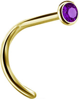 Valkyrie Canada  -SS316L Gold PVD steel jewelled nose studs (setting) - pigtail