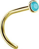 Valkyrie Canada  -SS316L Gold PVD steel jewelled nose studs (setting) - pigtail