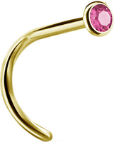 Valkyrie Canada  -SS316L Gold PVD steel jewelled nose studs (setting) - pigtail