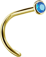 Valkyrie Canada  -SS316L Gold PVD steel jewelled nose studs (setting) - pigtail