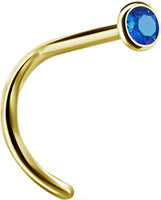 Valkyrie Canada  -SS316L Gold PVD steel jewelled nose studs (setting) - pigtail