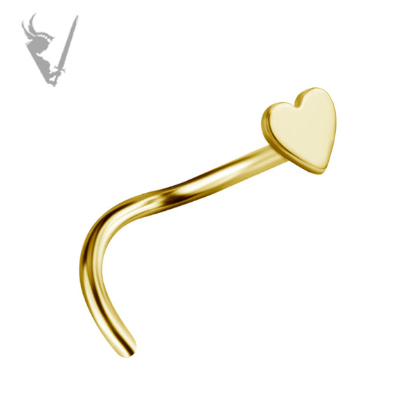 Valkyrie - Titanium gold PVD pigtail heart nosestud