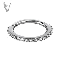 Valkyrie - Stainless steel hinged clicker ring. Set w. cubic zirconia
