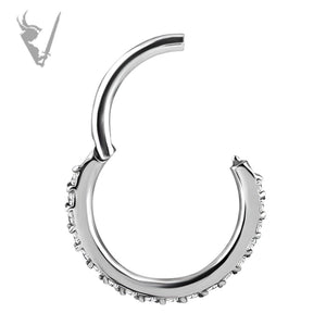 Valkyrie - Stainless steel hinged clicker ring. Set w. cubic zirconia