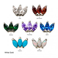 Invictus - 14Kt Gold Threadless Triple Marquise Cluster Top