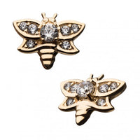 Invictus - 14Kt Yellow Gold Threadless with Clear Gem Bee Top