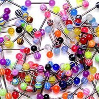 Valkyrie - Grab bag of stainless steel tongue barbells with UV acrylic beads