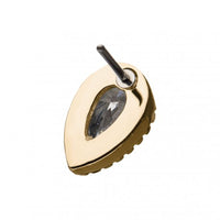 Invictus - 14kt Gold Threadless with Clear CZ Teardrop Top