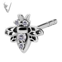 Valkyrie - Stainless steel bee ear studs w/cubic zirconia
