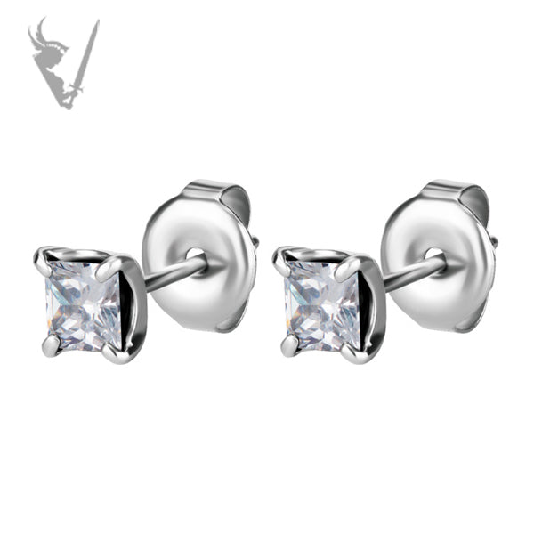 Valkyrie -  Stainless steel ear studs w/ square zirconia