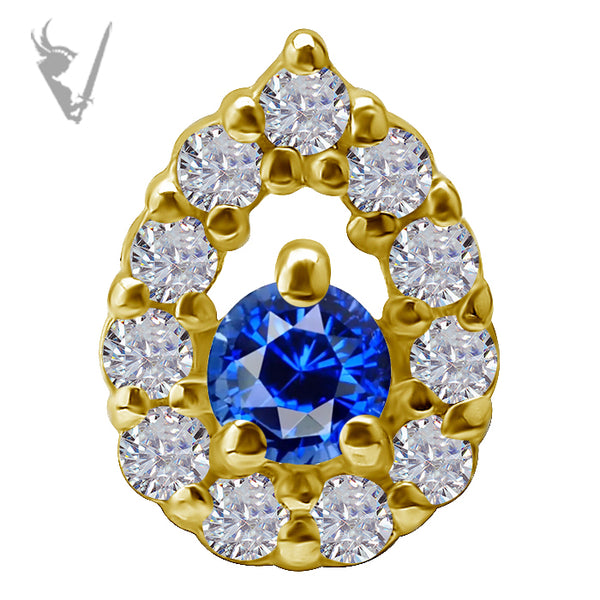 Valkyrie - 18k Gold Internally threaded  end set w/ lab created diamonds and genuine sapphire