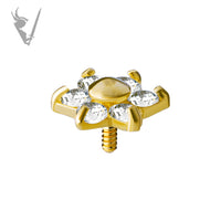 Valkyrie - 18k Gold Internally threaded flower  end set w/zirconia