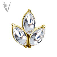 Valkyrie - 18k Gold Internally threaded  end set w/marquise zirconia