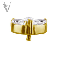 Valkyrie - 18k Gold Internally threaded  end set w/marquise zirconia