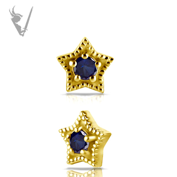 Valkyrie - 18k Gold Internally threaded star end set w/ genuine sapphire
