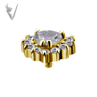 Valkyrie - 18k Gold Internally threaded  end set w/heart shape and zirconia