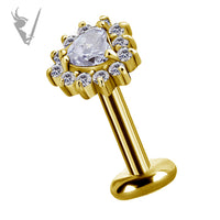 Valkyrie - 18k Gold Internally threaded  end set w/heart shape and zirconia