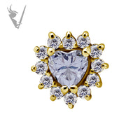 Valkyrie - 18k Gold Internally threaded  end set w/heart shape and zirconia