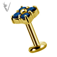 Valkyrie - 18k Gold Internally threaded  end set w/real topaz