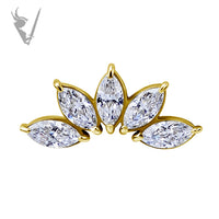 Valkyrie - 18k Gold Internally threaded  end set w/marquise zirconia