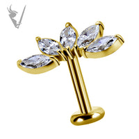 Valkyrie - 18k Gold Internally threaded  end set w/marquise zirconia