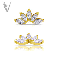 Valkyrie - 18k Gold 5 fan marquise Internally threaded  end set w/zirconia