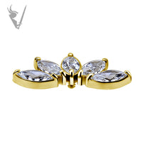 Valkyrie - 18k Gold Internally threaded  end set w/marquise zirconia