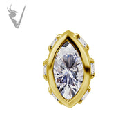 Valkyrie - 18k Gold Internally threaded marquise end set w/zirconia