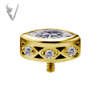 Valkyrie - 18k Gold Internally threaded marquise end set w/zirconia