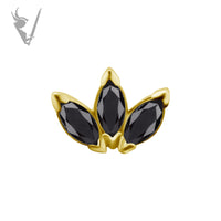 Valkyrie - 18k Gold Internally threaded  end set w/marquise zirconia