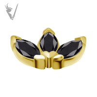 Valkyrie - 18k Gold Internally threaded  end set w/marquise zirconia