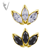Valkyrie - 18k Gold Internally threaded  end set w/marquise zirconia