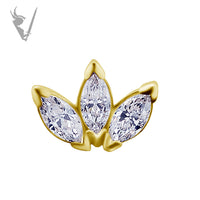 Valkyrie - 18k Gold Internally threaded  end set w/marquise zirconia